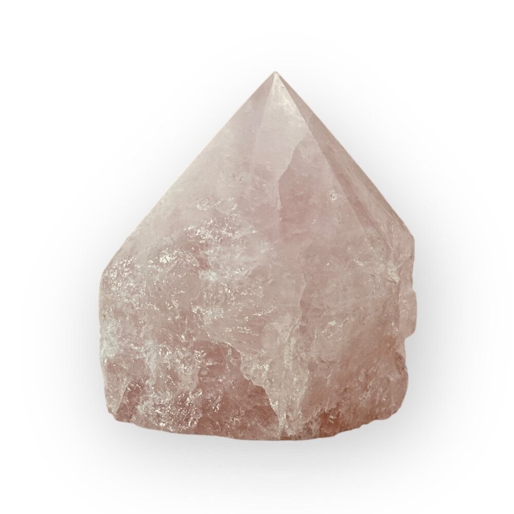 Rose Quartz Crystal Generator Point with a Rough Base Polished Point - 534g